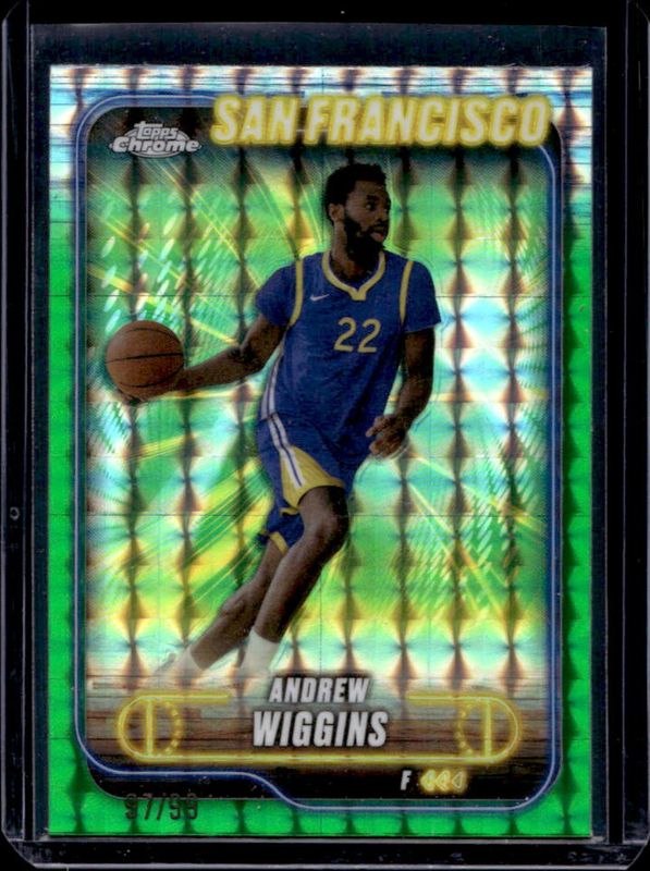 Andrew Wiggins 2024 Topps Chrome #155 Green Geometric Refractor /99 RAW