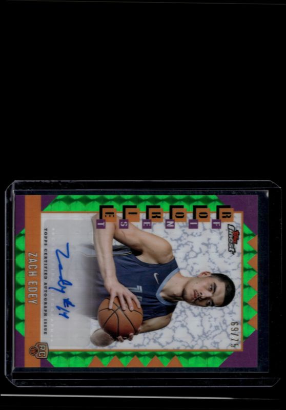 Zach Edey 2024 Topps Finest #RFA-ZE Rookie Finest Autographs - Green Geometric Refractor /75 RAW