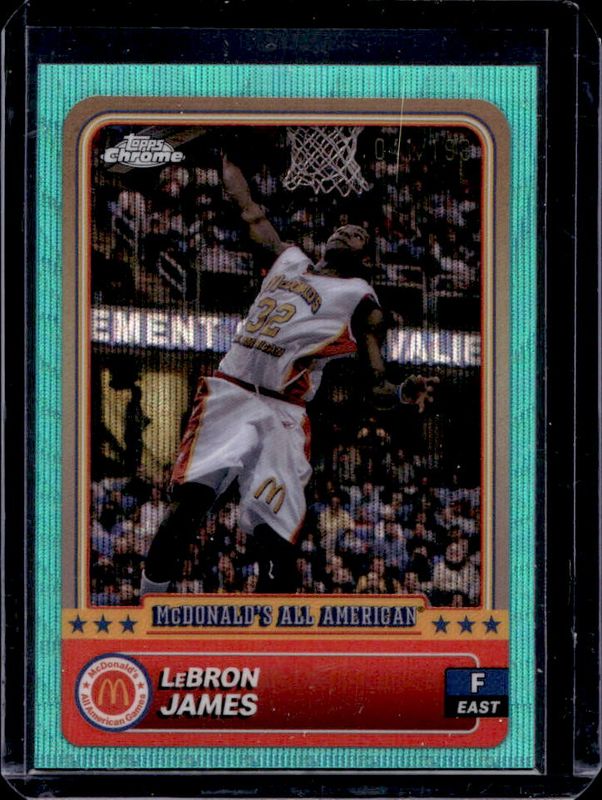 LeBron James 2024 Topps Chrome McDonald's All-American #50 Aqua Wave Refractor /199 RAW
