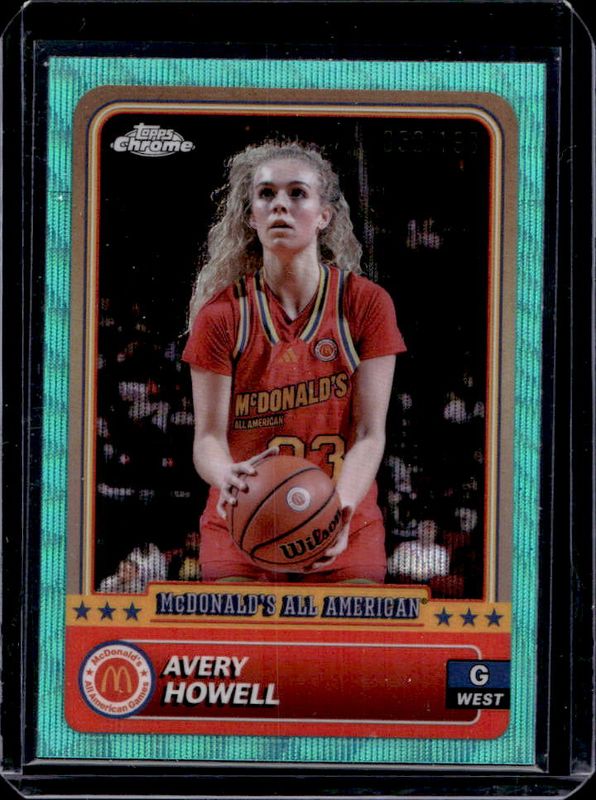 Avery Howell 2024 Topps Chrome McDonald's All-American #17 Aqua Wave Refractor /199 RAW