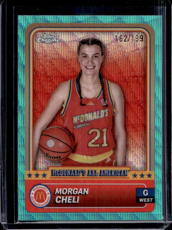 Morgan Cheli 2024 Topps Chrome McDonald's All-American #66 Aqua Wave Refractor /199 RAW