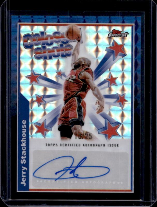 Jerry Stackhouse 2024 Topps Finest #BSA-JS Colossal Shots Autographs - Black Geometric Refractor /25 RAW