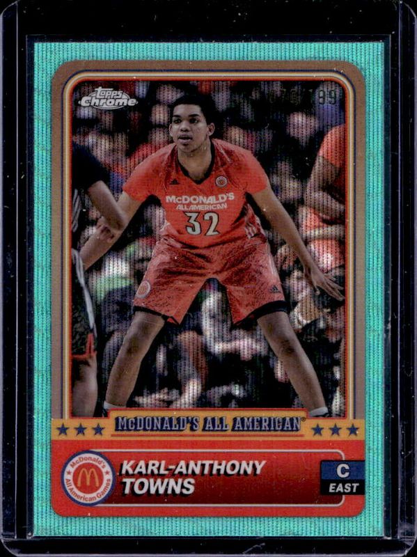 Karl-Anthony Towns 2024 Topps Chrome McDonald's All-American #98 Aqua Wave Refractor /199 RAW