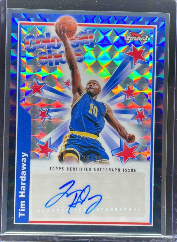 Tim Hardaway 2024 Topps Finest #BSA-THA Colossal Shots Autographs - Black Geometric Refractor /25 RAW