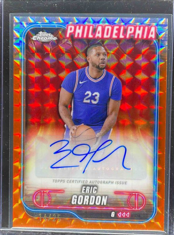 Eric Gordon 2024 Topps Chrome #TCA-EG Chrome Autographs - Orange Geometric Refractor /25 RAW