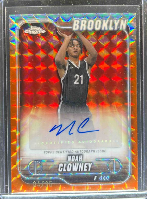 Noah Clowney 2024 Topps Chrome #TCA-NC Chrome Autographs - Orange Geometric Refractor /25 RAW