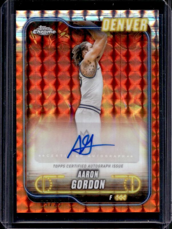 Aaron Gordon 2024 Topps Chrome #TCA-AG Chrome Autographs - Orange Geometric Refractor /25 RAW