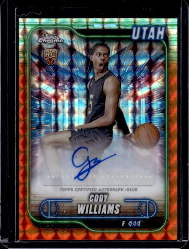 Cody Williams 2024 Topps Chrome #TCA-CWI Chrome Autographs - Orange Geometric Refractor /25 Rookie RAW