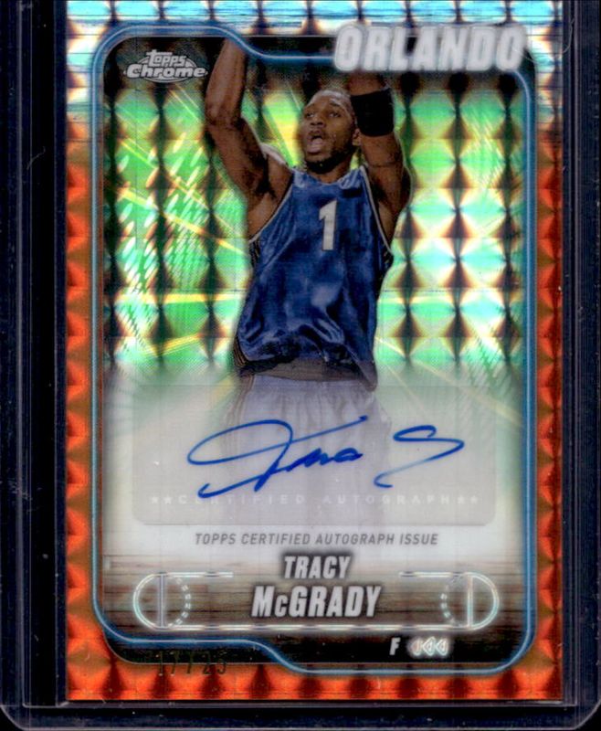 Tracy McGrady 2024 Topps Chrome #TCA-TMC Chrome Autographs - Orange Geometric Refractor /25 RAW