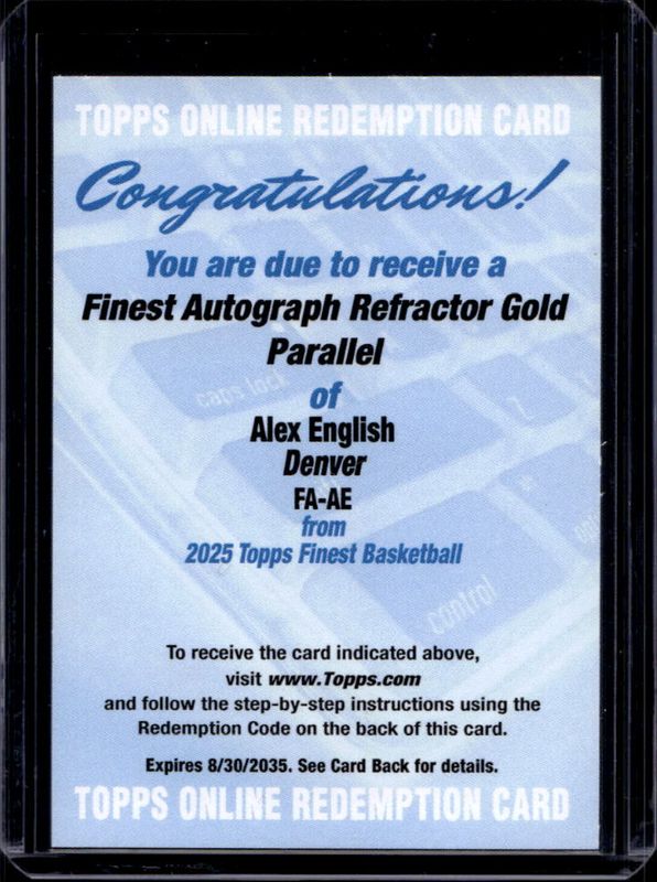2024 Topps Finest #FA-AE Finest Autographs - Gold Refractor /50