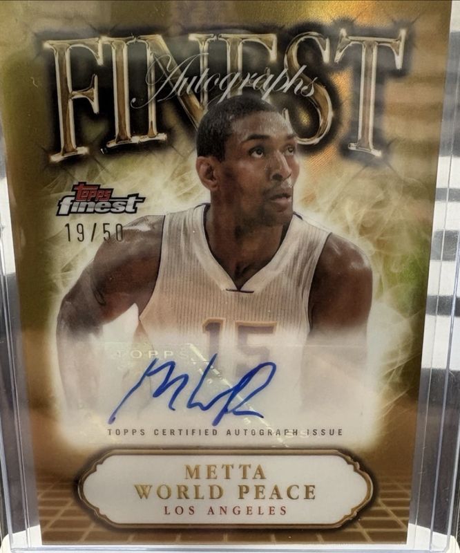 Metta World Peace 2024 Topps Finest #FA-MW Finest Autographs - Gold Refractor /50 RAW