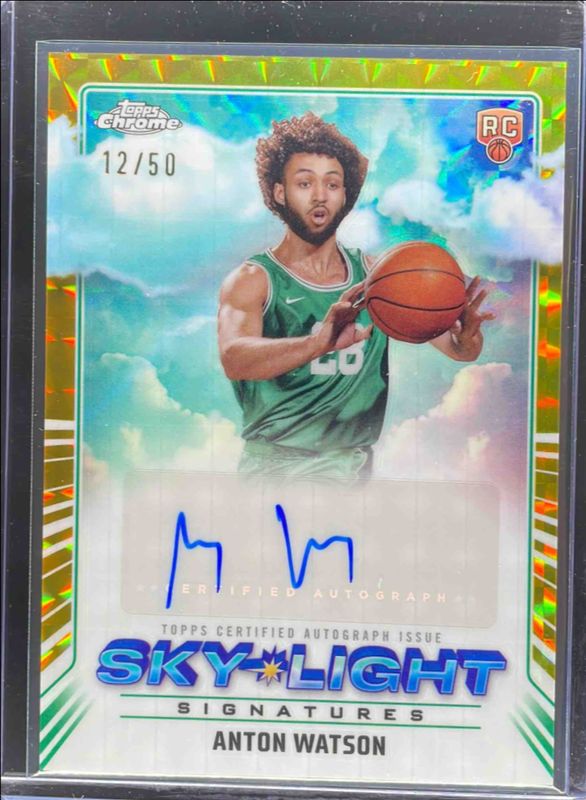 Anton Watson 2024 Topps Chrome #SLS-AWA Sky Light Signatures - Gold Geometric Refractor /50 RAW
