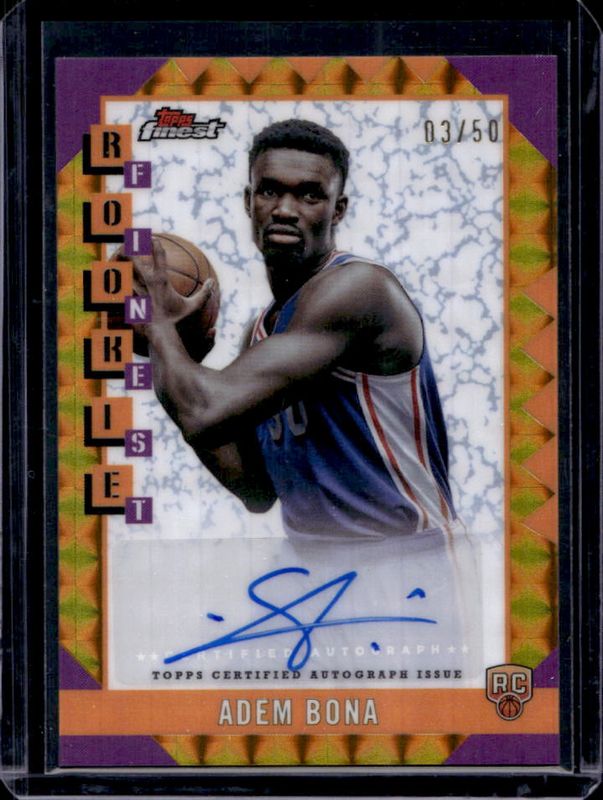 Adem Bona 2024 Topps Finest #RFA-AB Rookie Finest Autographs - Gold Geometric Refractor /50 RAW