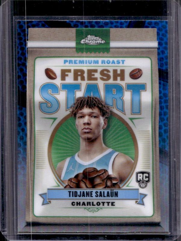Tidjane Salaun 2024 Topps Chrome #FS-5 Fresh Start - Blue Basketball Refractor Rookie RAW