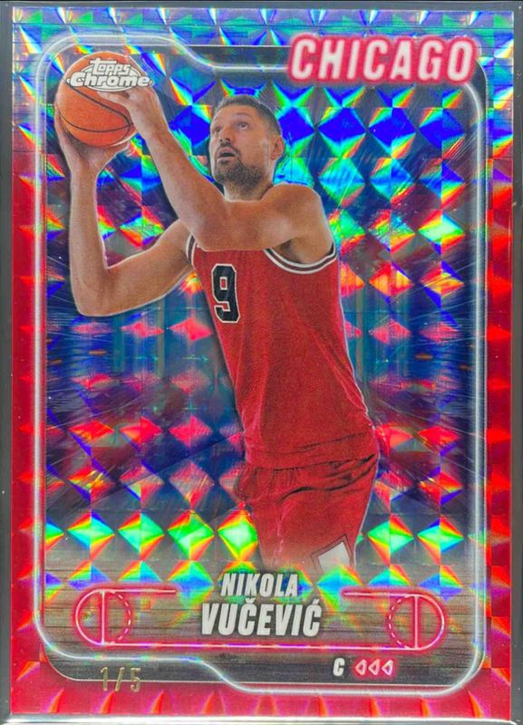 Nikola Vucevic 2024 Topps Chrome #97 Red Geometric Refractor /5 RAW
