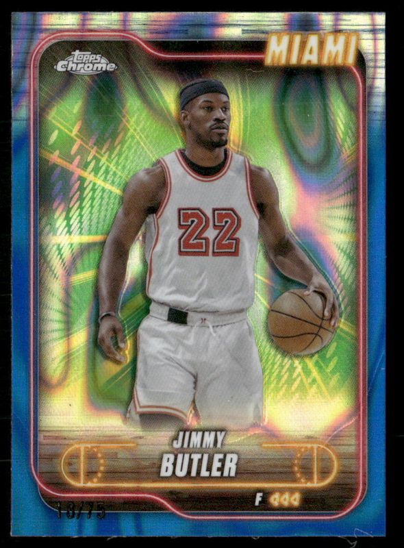 Jimmy Butler 2024 Topps Chrome #16 Blue Lava Refractor /75 RAW
