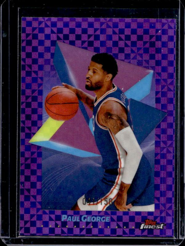 Paul George 2024 Topps Finest #74 Base Common - Purple X-Fractor /150 RAW