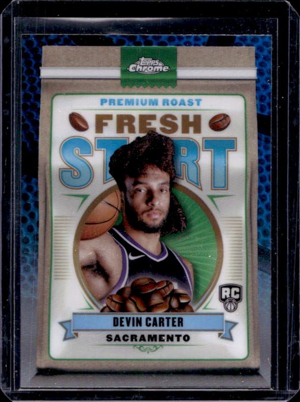 Devin Carter 2024 Topps Chrome #FS-10 Fresh Start - Blue Basketball Refractor Rookie RAW