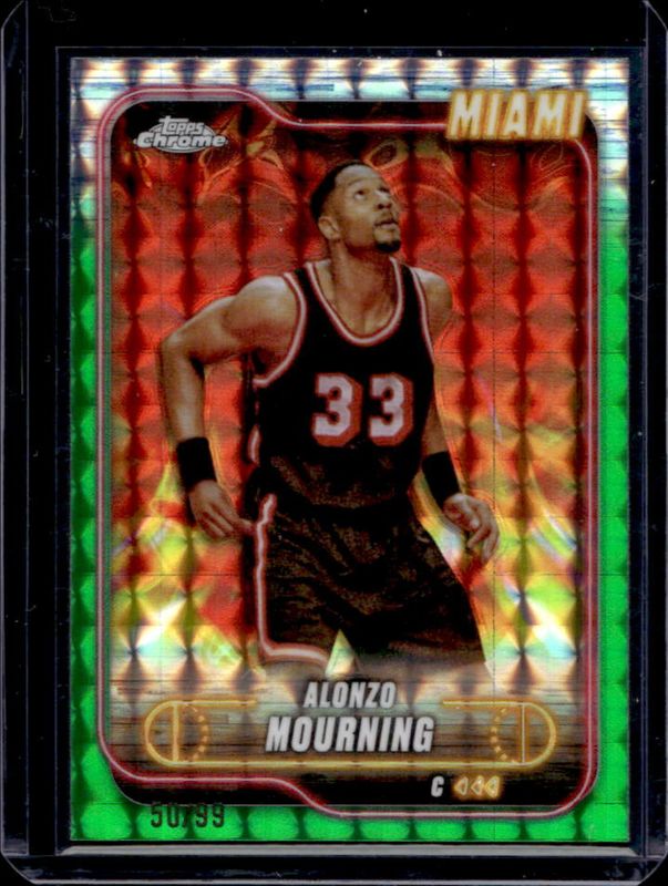 Alonzo Mourning 2024 Topps Chrome #9 Green Geometric Refractor /99 RAW