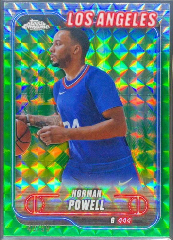 Norman Powell 2024 Topps Chrome #176 Green Geometric Refractor /99 RAW