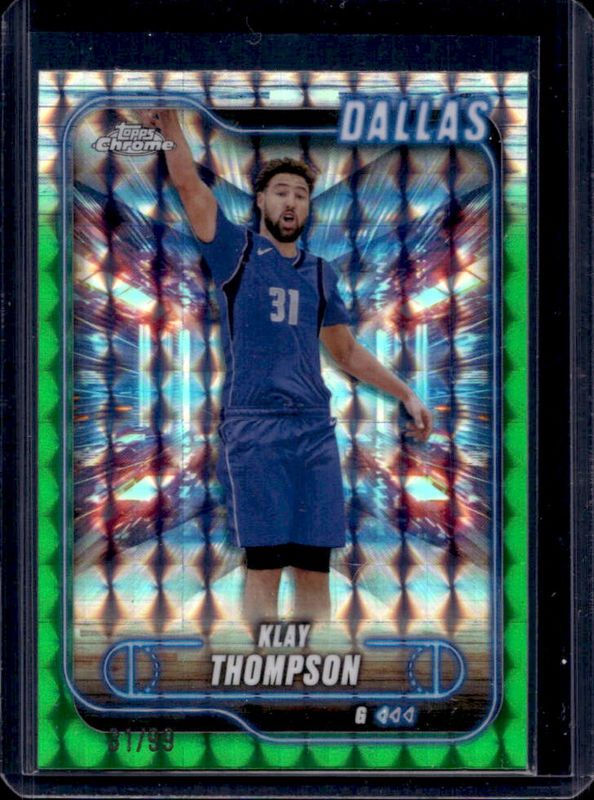 Klay Thompson 2024 Topps Chrome #178 Green Geometric Refractor /99 RAW