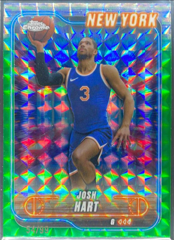 Josh Hart 2024 Topps Chrome #71 Green Geometric Refractor /99 RAW