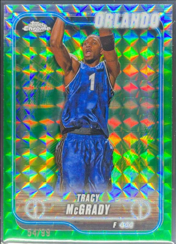 Tracy McGrady 2024 Topps Chrome #42 Green Geometric Refractor /99 RAW
