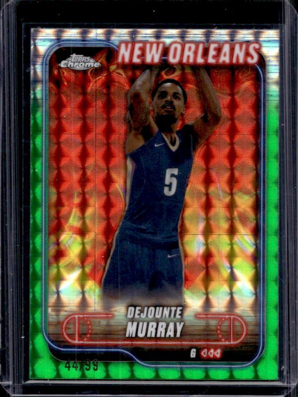 Dejounte Murray 2024 Topps Chrome #73 Green Geometric Refractor /99 RAW