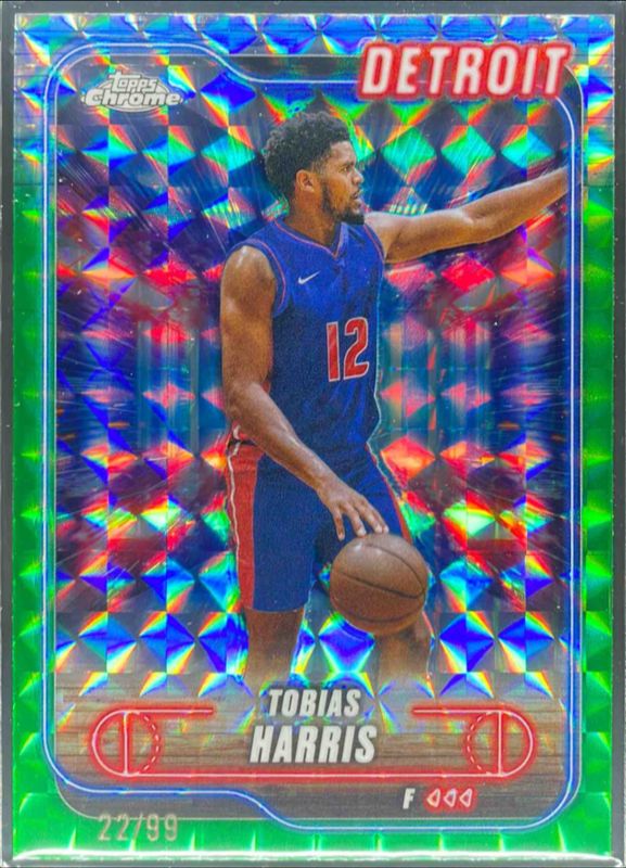Tobias Harris 2024 Topps Chrome #5 Green Geometric Refractor /99 RAW