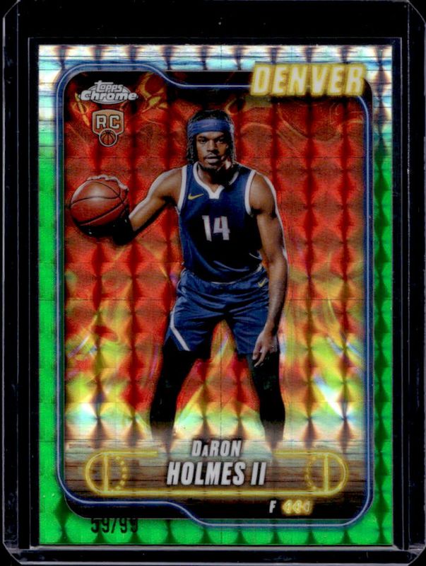DaRon Holmes II 2024 Topps Chrome #195 Green Geometric Refractor /99 Rookie RAW