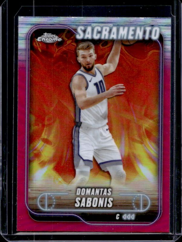 Domantas Sabonis 2024 Topps Chrome #153 Pink Refractor RAW