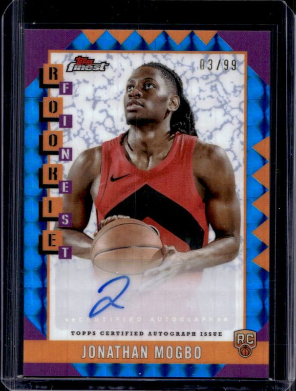 Jonathan Mogbo 2024 Topps Finest #RFA-JM Rookie Finest Autographs - Blue Geometric Refractor /99 RAW