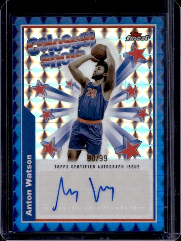 Anton Watson 2024 Topps Finest #BSA-AW Colossal Shots Autographs - Blue Geometric Refractor /99 RAW