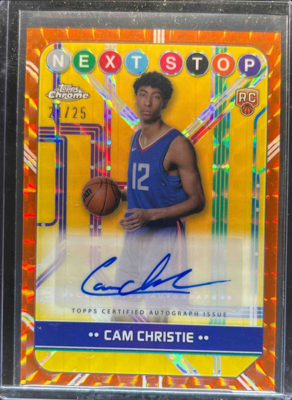 Cam Christie 2024 Topps Chrome #MSS-CC Next Stop Signatures - Orange Geometric Refractor /25 Rookie RAW
