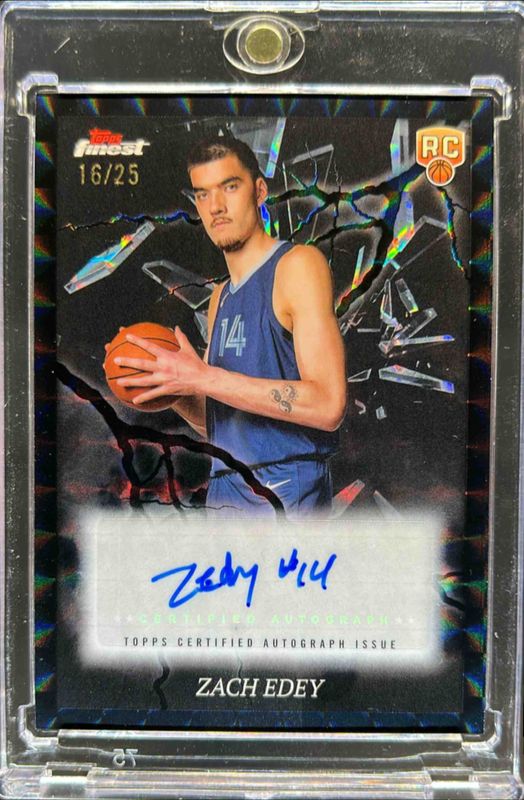 Zach Edey 2024 Topps Finest #ES-ZE Electrifying Signatures - Black Geometric Refractor /25 Rookie RAW