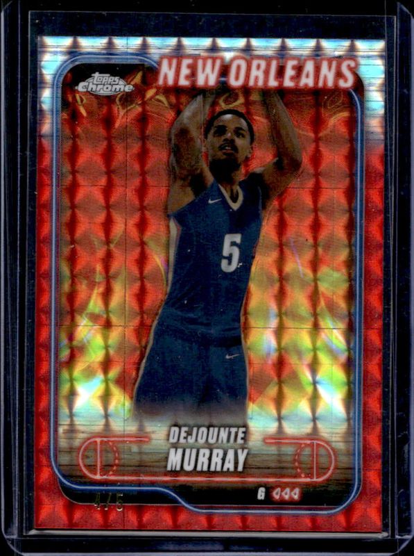 Dejounte Murray 2024 Topps Chrome #73 Red Geometric Refractor /5 RAW