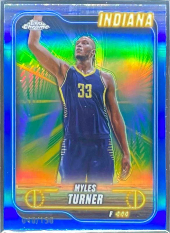 Myles Turner 2024 Topps Chrome #38 Blue Refractor /150 RAW