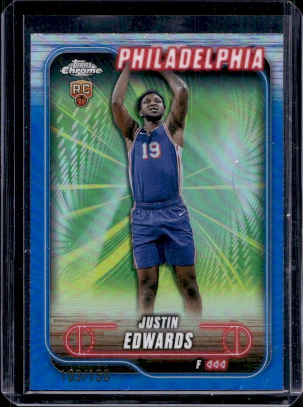 Justin Edwards 2024 Topps Chrome #161 Blue Refractor /150 RAW