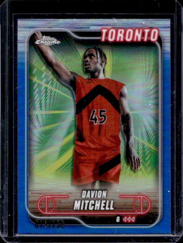 Davion Mitchell 2024 Topps Chrome #128 Blue Refractor /150 RAW