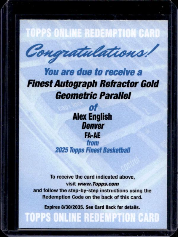 2024 Topps Finest #FA-AE Finest Autographs - Gold Geometric Refractor /50