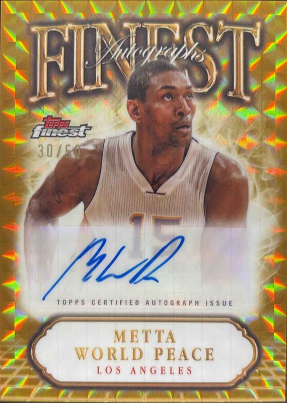 Metta World Peace 2024 Topps Finest #FA-MW Finest Autographs - Gold Geometric Refractor /50 RAW