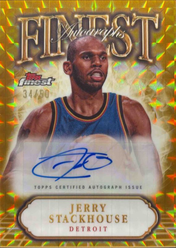 Jerry Stackhouse 2024 Topps Finest #FA-JST Finest Autographs - Gold Geometric Refractor /50 RAW