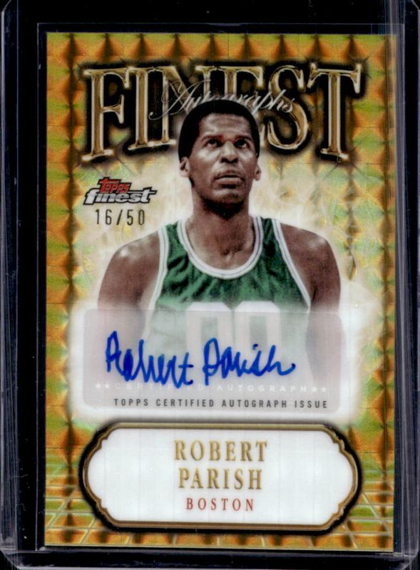 Robert Parish 2024 Topps Finest #FA-RP Finest Autographs - Gold Geometric Refractor /50 RAW