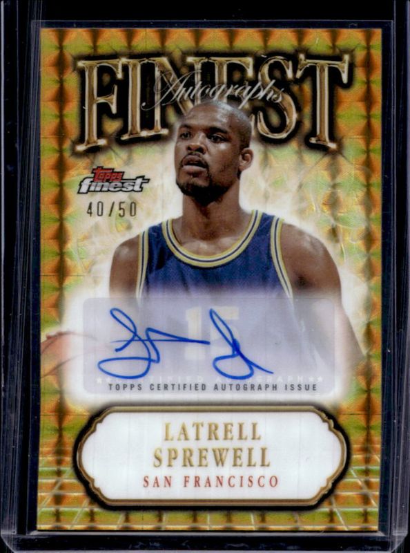 Latrell Sprewell 2024 Topps Finest #FA-LS Finest Autographs - Gold 