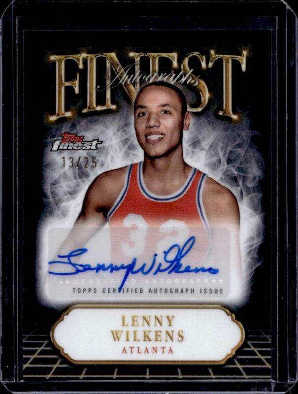 Lenny Wilkens 2024 Topps Finest #FA-LW Finest Autographs - Black Refractor /25 RAW