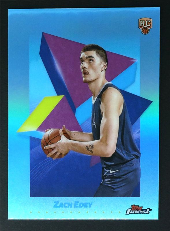 Zach Edey 2024 Topps Finest #48 Base Common - Sky Blue Refractor Rookie RAW