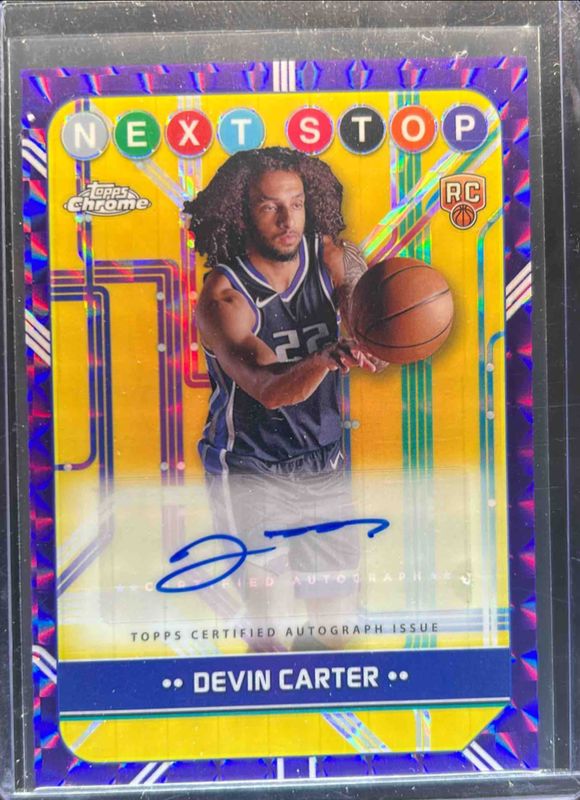 Devin Carter 2024 Topps Chrome #NSS-DC Next Stop Signatures - Purple Geometric Refractor Rookie RAW