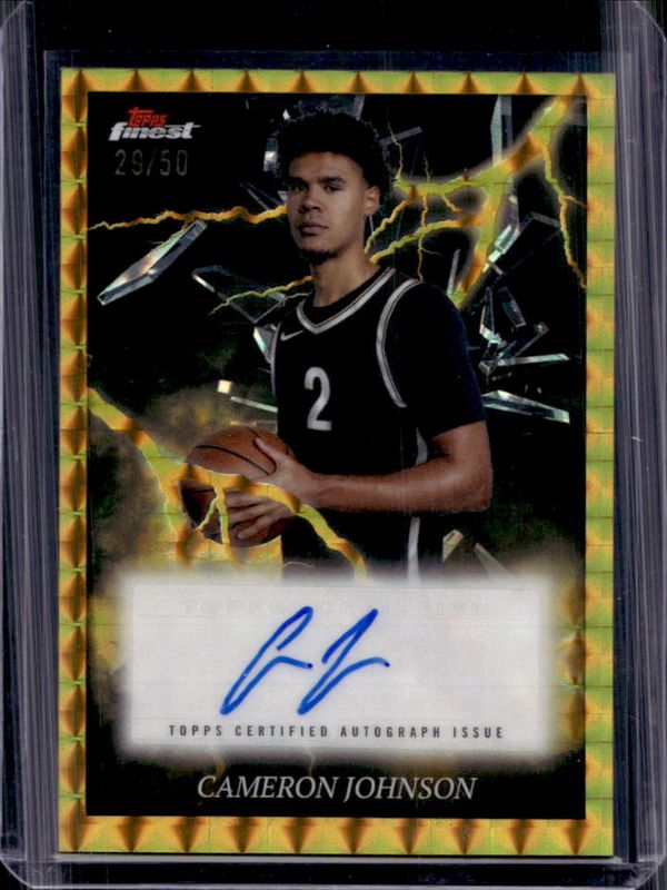 Cameron Johnson 2024 Topps Finest #ES-CJ Electrifying Signatures - Gold Geometric Refractor /50 RAW