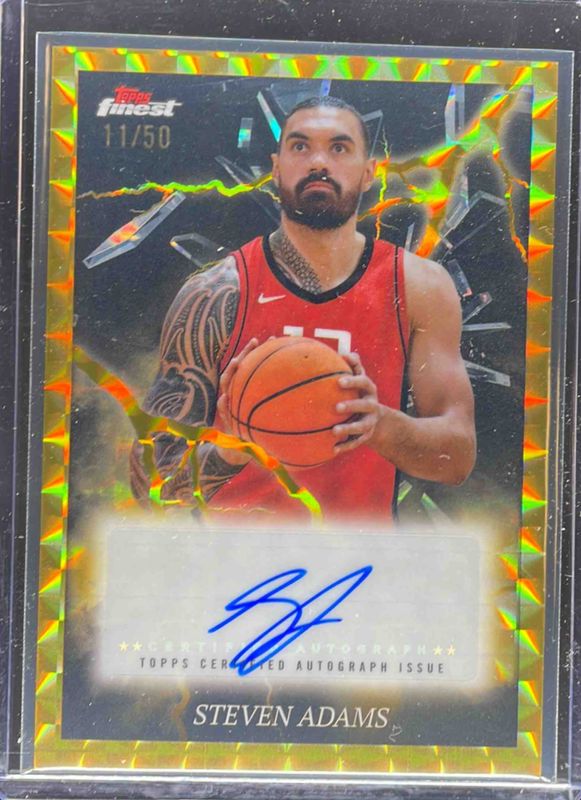 Steven Adams 2024 Topps Finest #ES-SA Electrifying Signatures - Gold Geometric Refractor /50 RAW