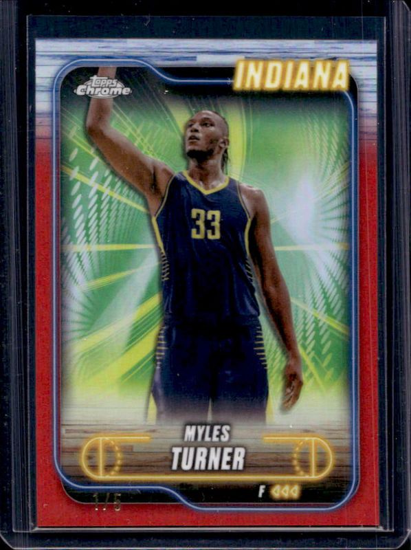 Myles Turner 2024 Topps Chrome #38 Red Refractor /5 RAW